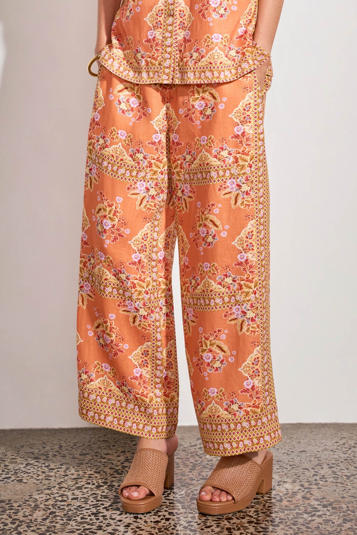 ZOE KRATZMAN MERCHANT PANT MARIGOLD GLOW ORANGE PRINT PANT