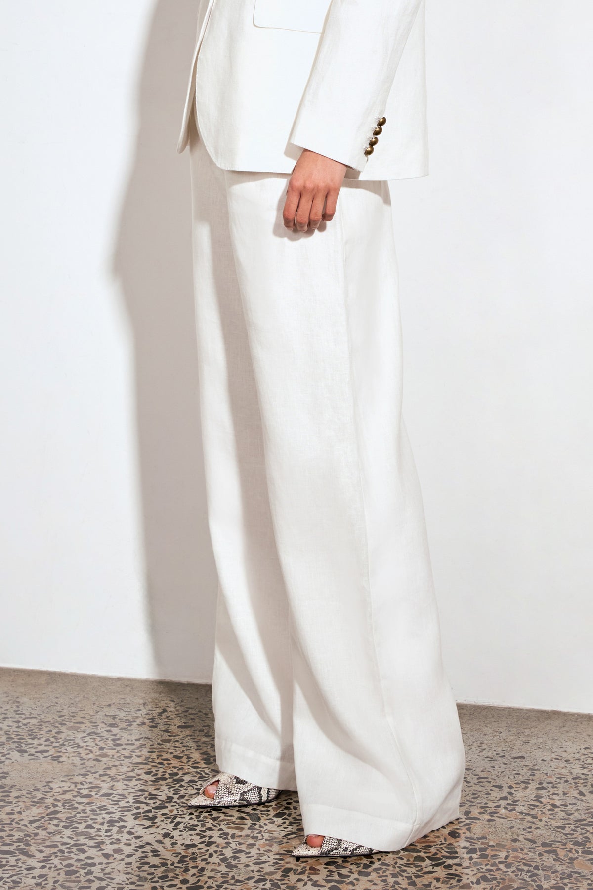 ZOE KRATSMANN EDIT PANT LONG WHITE LINEN PANT WITH WIDE LEG