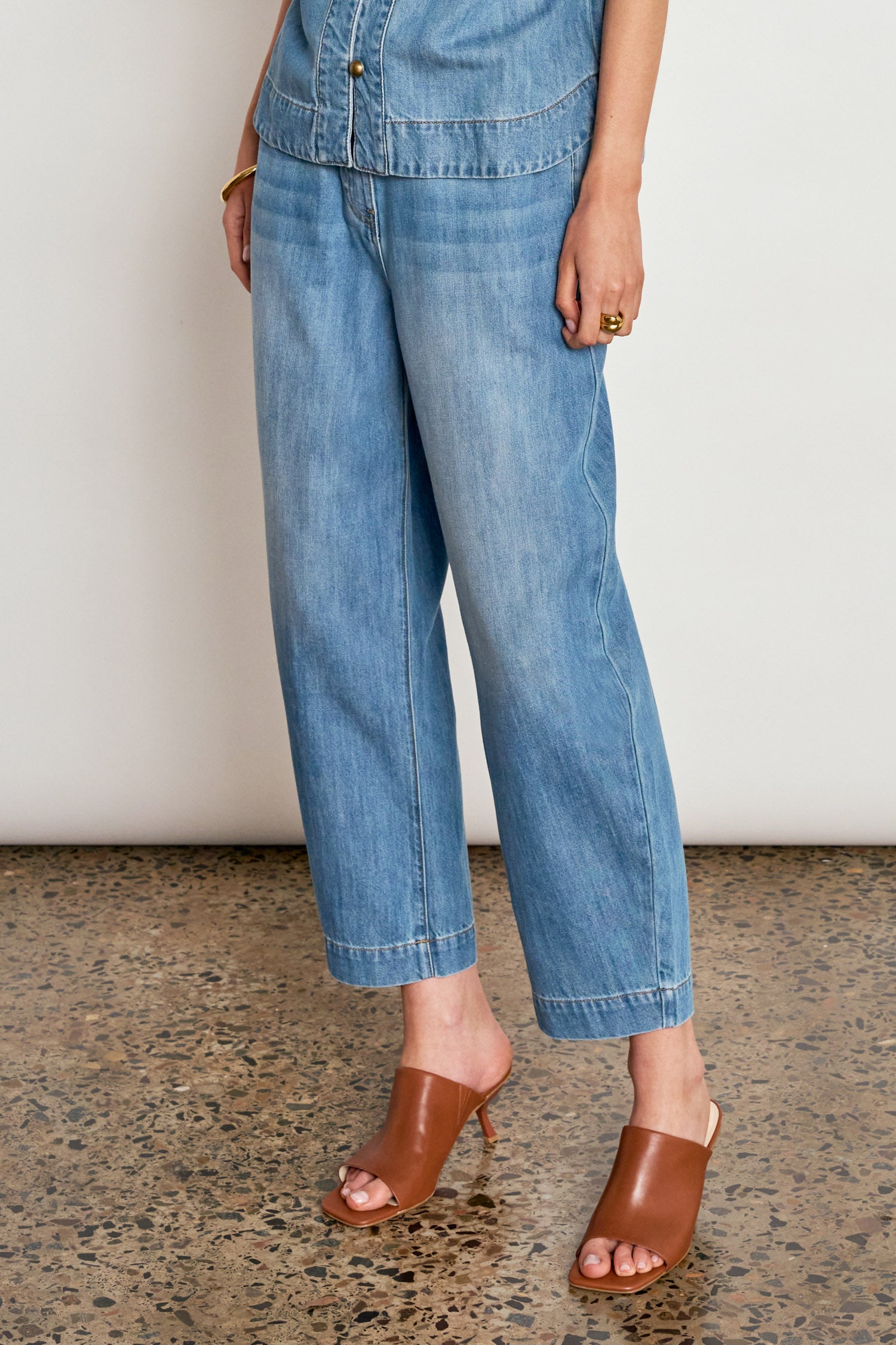ZOE KRATSMANN ASCEND PANT DENIM BARREL PANT COTTON BLEND WITH DRAWSTRING