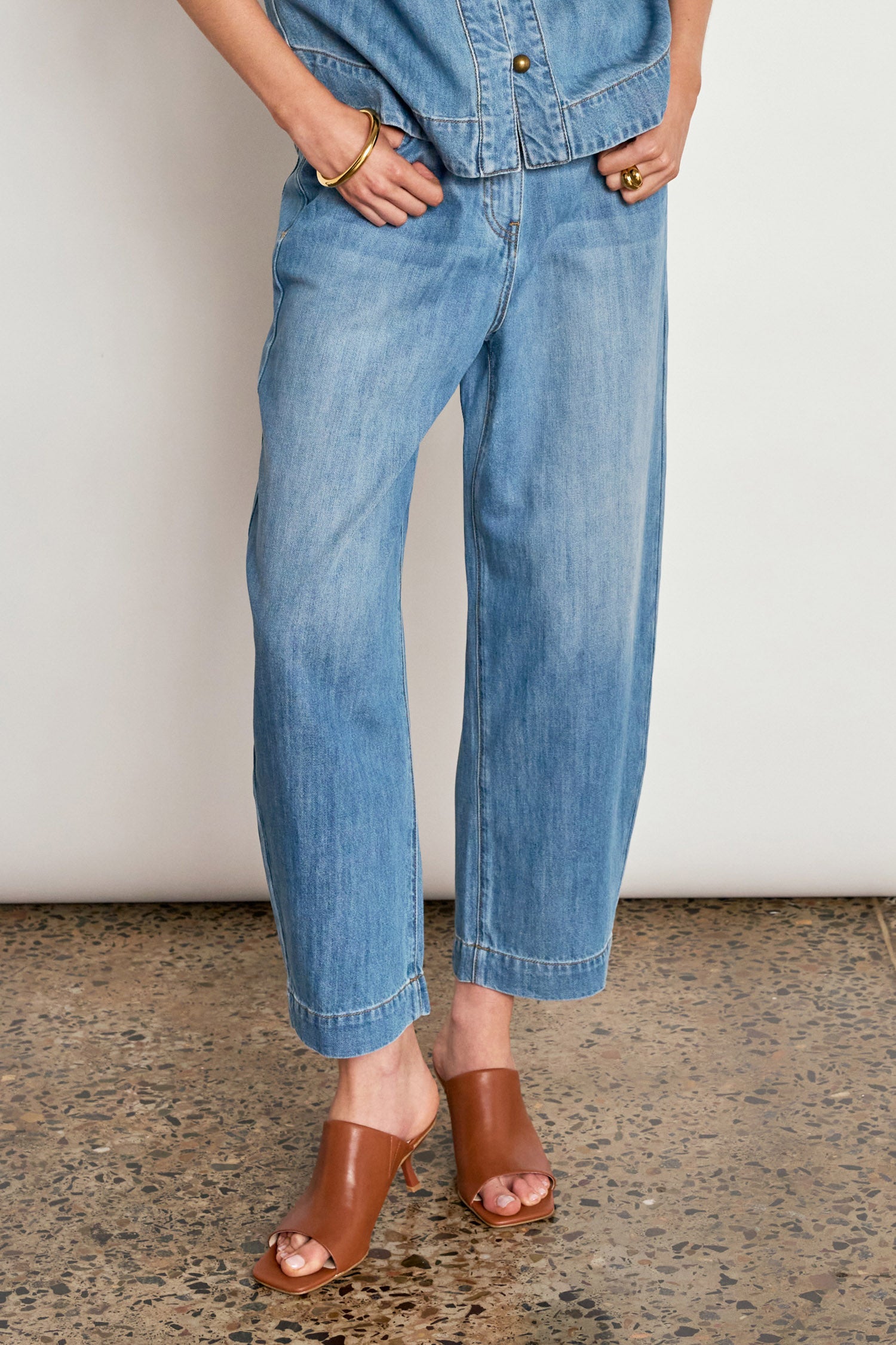 ZOE KRATSMANN ASCEND PANT DENIM BARREL PANT COTTON BLEND WITH DRAWSTRING