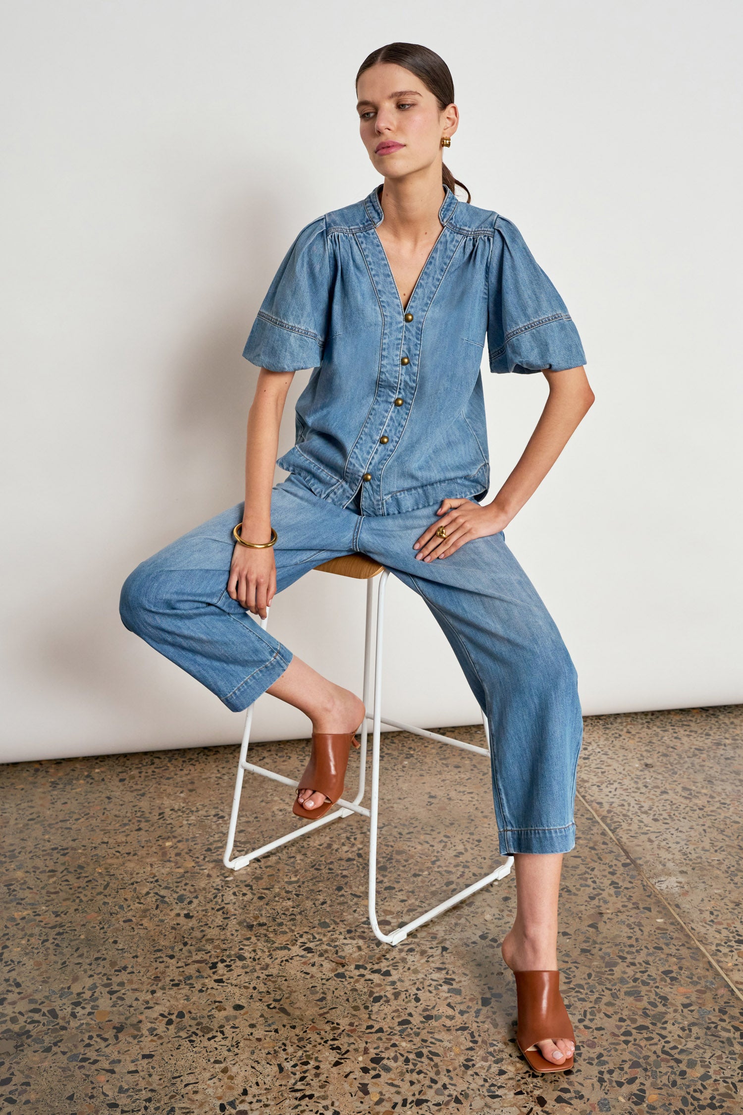 ZOE KRATSMANN ASCEND PANT DENIM BARREL PANT COTTON BLEND WITH DRAWSTRING