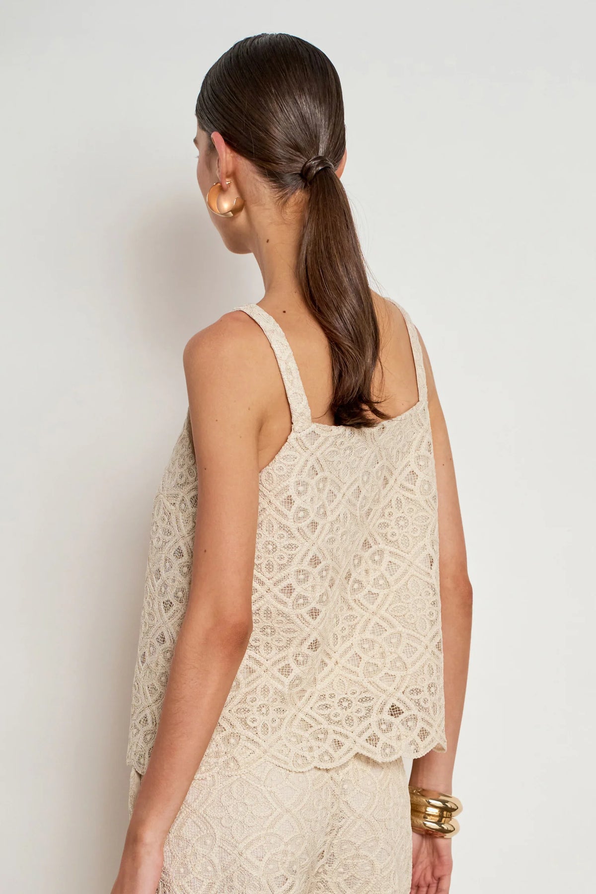 ZOE KRATSMANN LILIUM TOP LACE TANK TOP WITH SQUARE NECK AND SCALLOPED HEM IN PINK OR CREAM