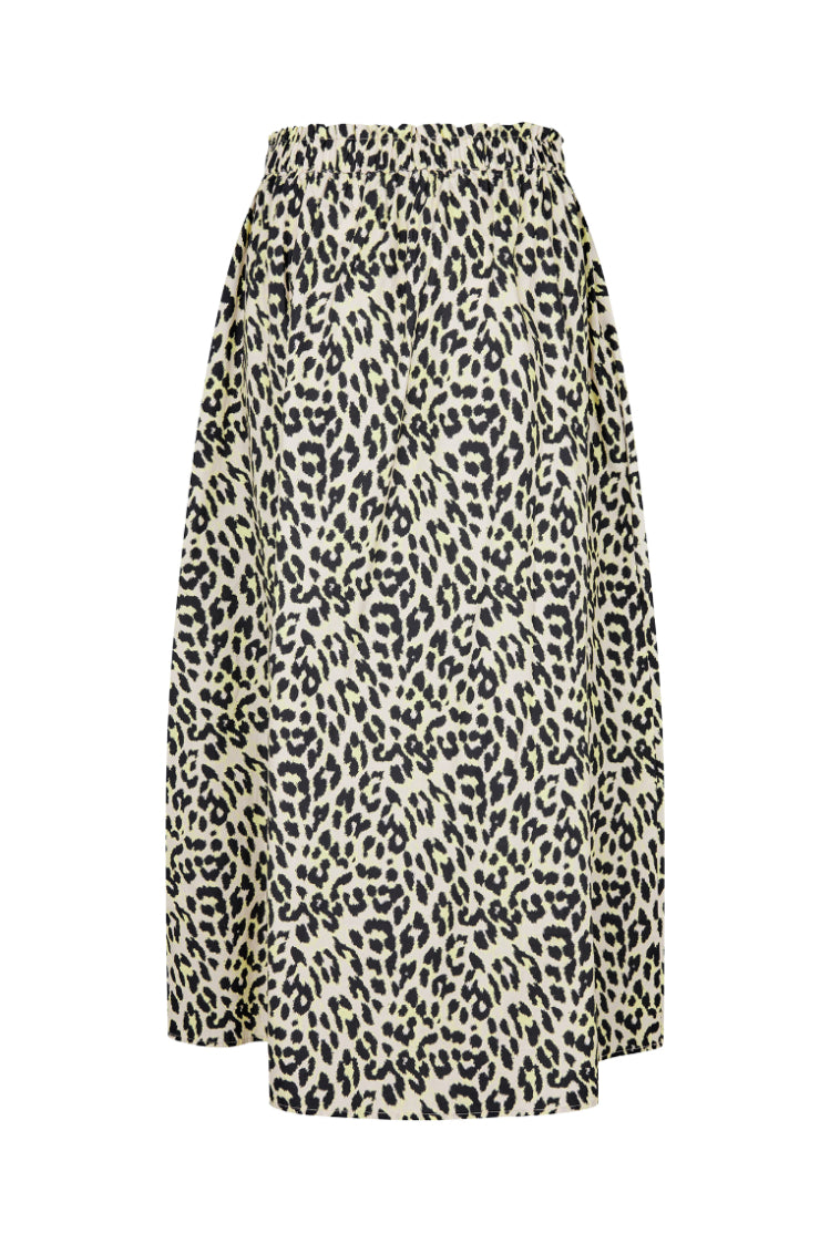 LOLLYS LAUNDRY ISLA MAXI SKIRT ANIMAL PRINT LEOPARD YELLOW COTTON