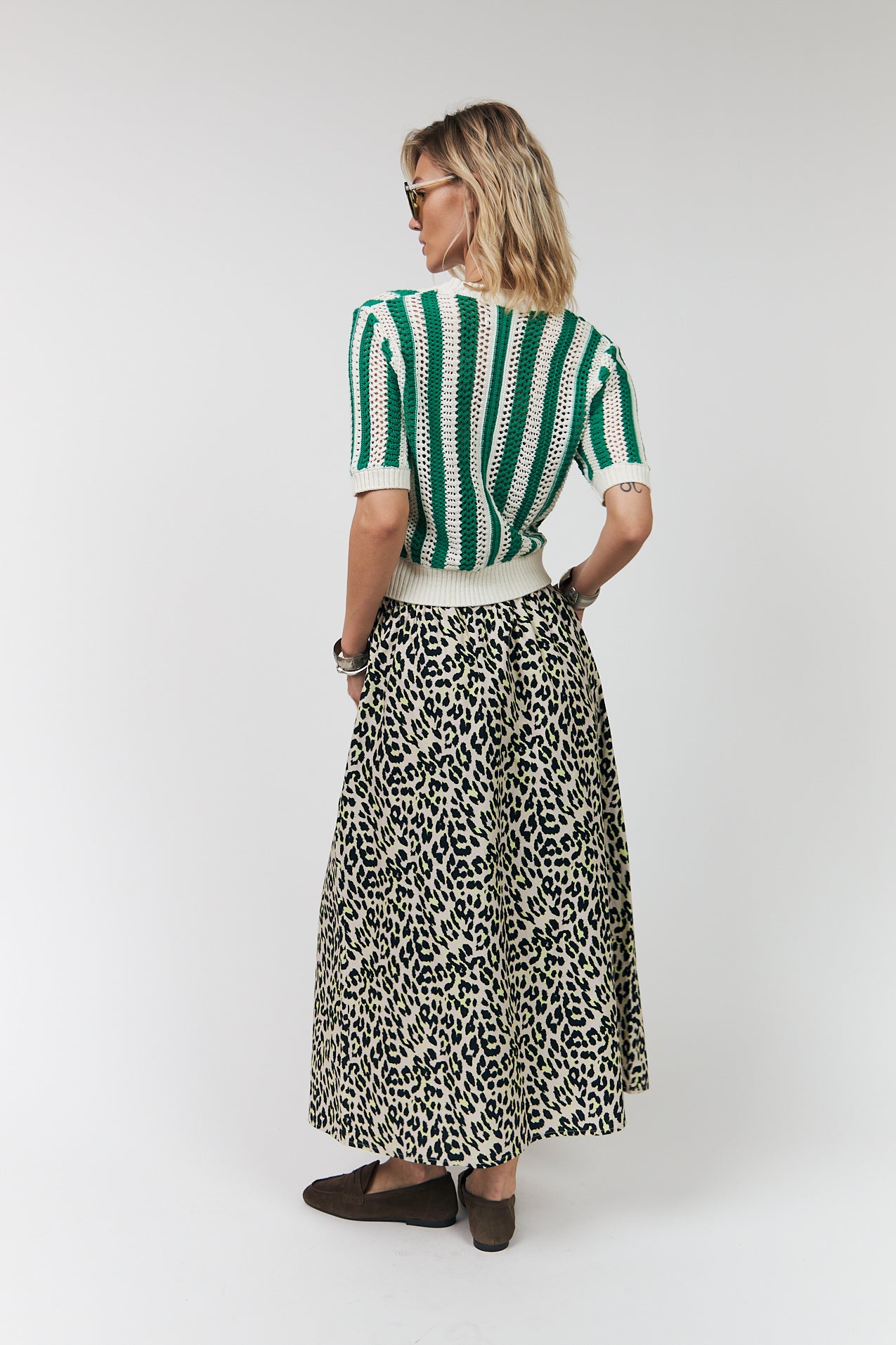 LOLLYS LAUNDRY ISLA MAXI SKIRT ANIMAL PRINT LEOPARD YELLOW COTTON