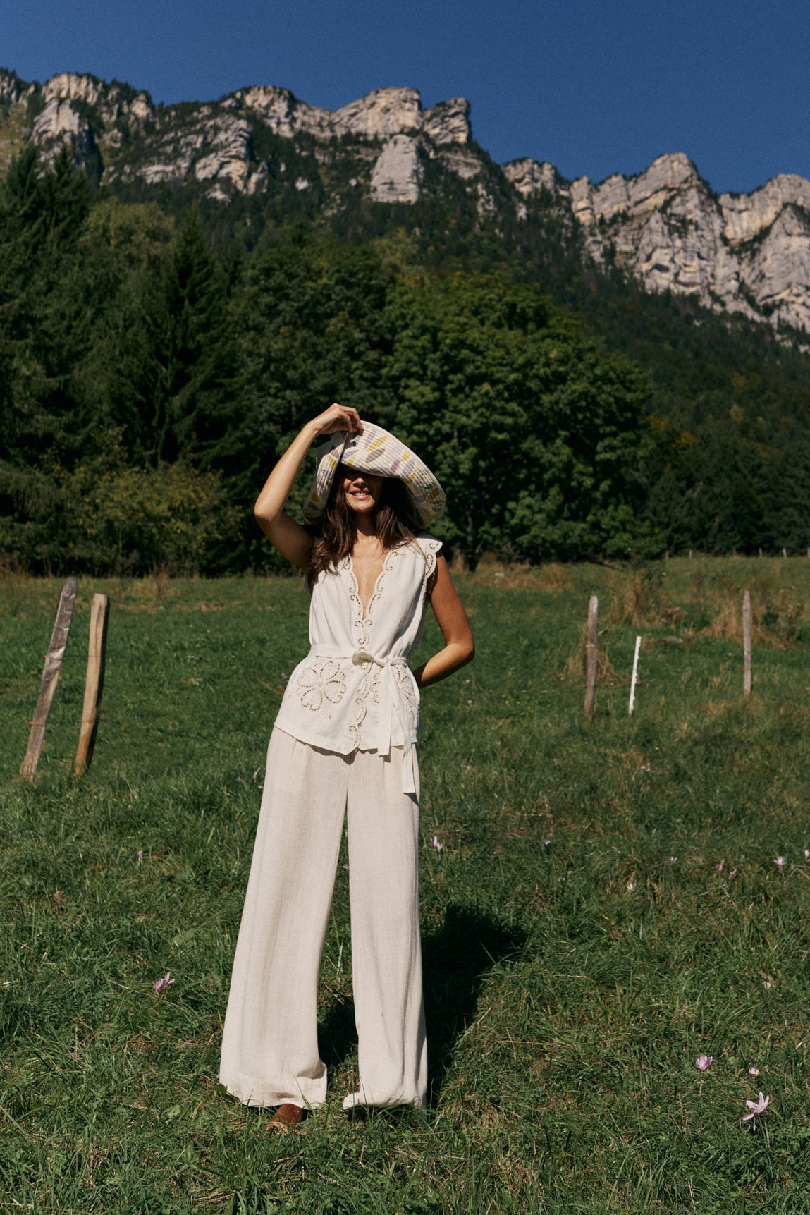 INDI AND COLD FLOWY PANT VISCOSE LINEN NATURAL