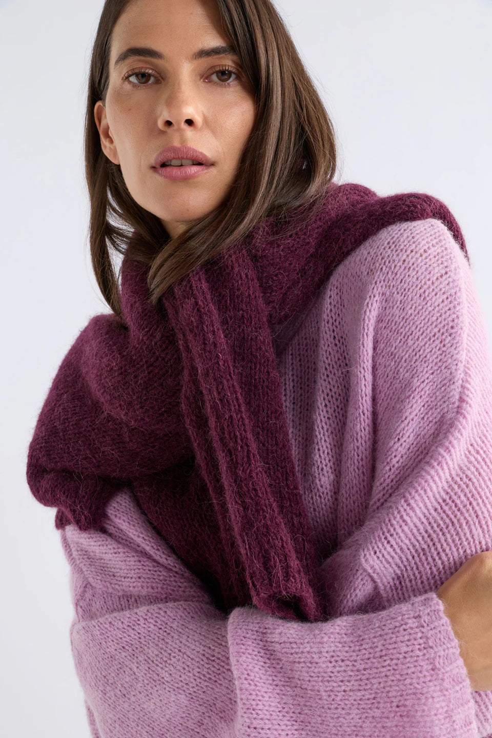 ELK AGNA SWEATER VIOLET MARLE KNIT SWEATER MERINO WOOL ALPACA