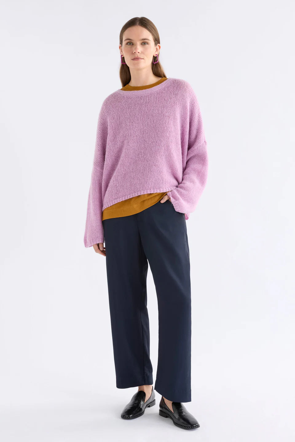 ELK AGNA SWEATER VIOLET MARLE KNIT SWEATER MERINO WOOL ALPACA