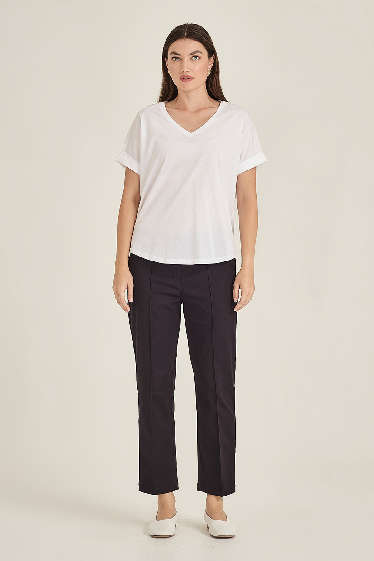 SILLS AUDREY CIGARETTE PANT NAVY RAYON STRETCH PANT