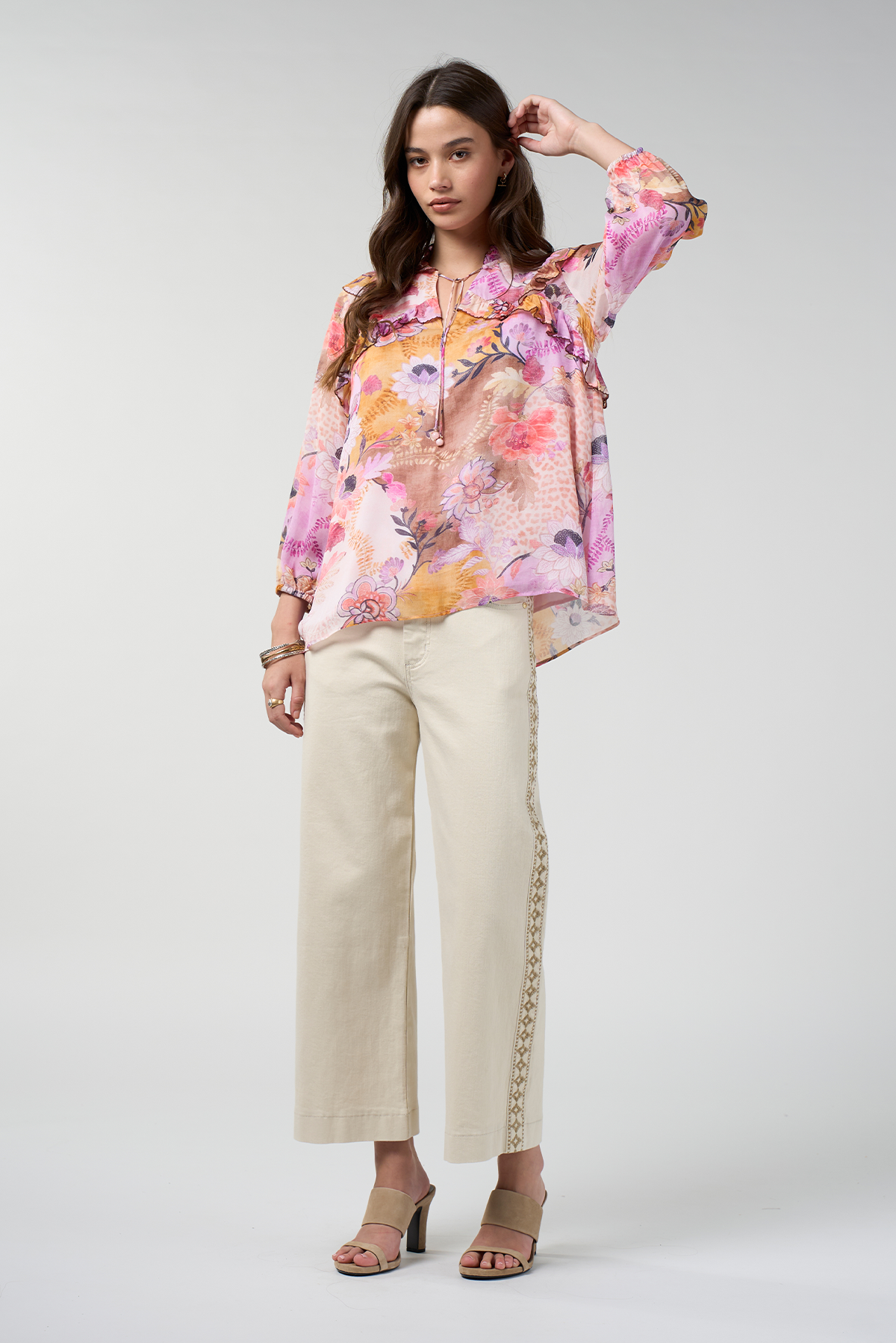 LOOBIES STORY BATIKA BLOUSE VISOSE RAYON PINK FLORAL TOP