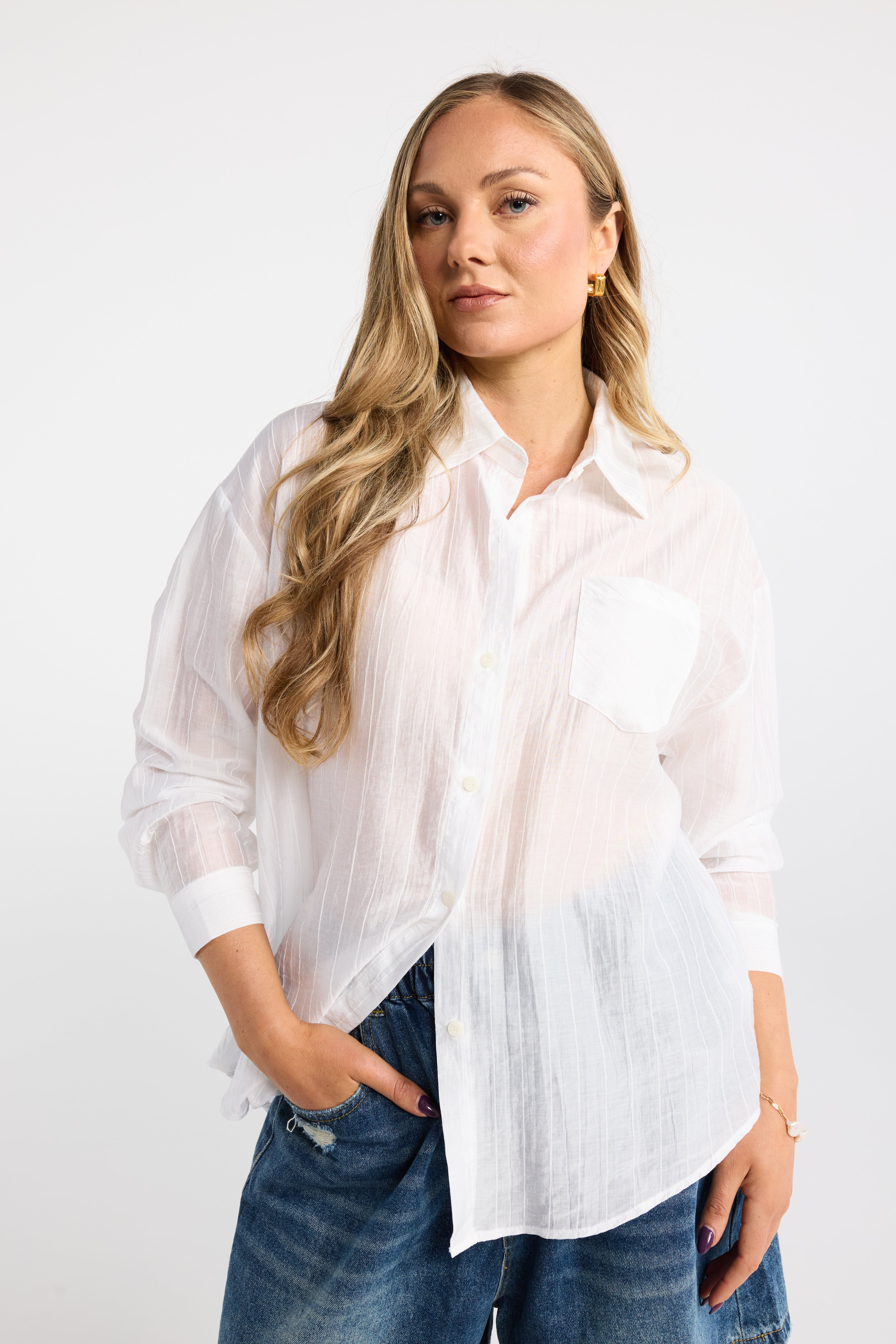 INK BEECH SHIRT PALE BLUE WHITE YELLOW LIGHTWEIGHT SHIRT CASUAL SHIRT BLUE SHIRT SHEER SHIRT COTTON SHIRT BUTTON UP SHIRT