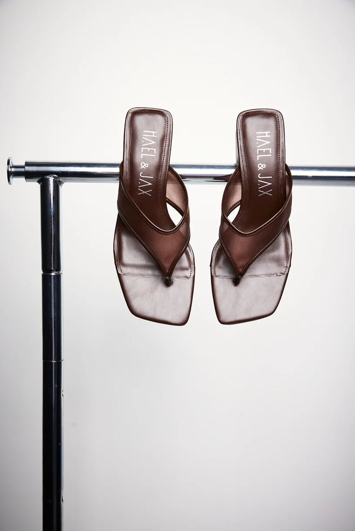 HAEL AND JAX CELESTIAL HEEL BROWN LEATHER HEELED JANDAL