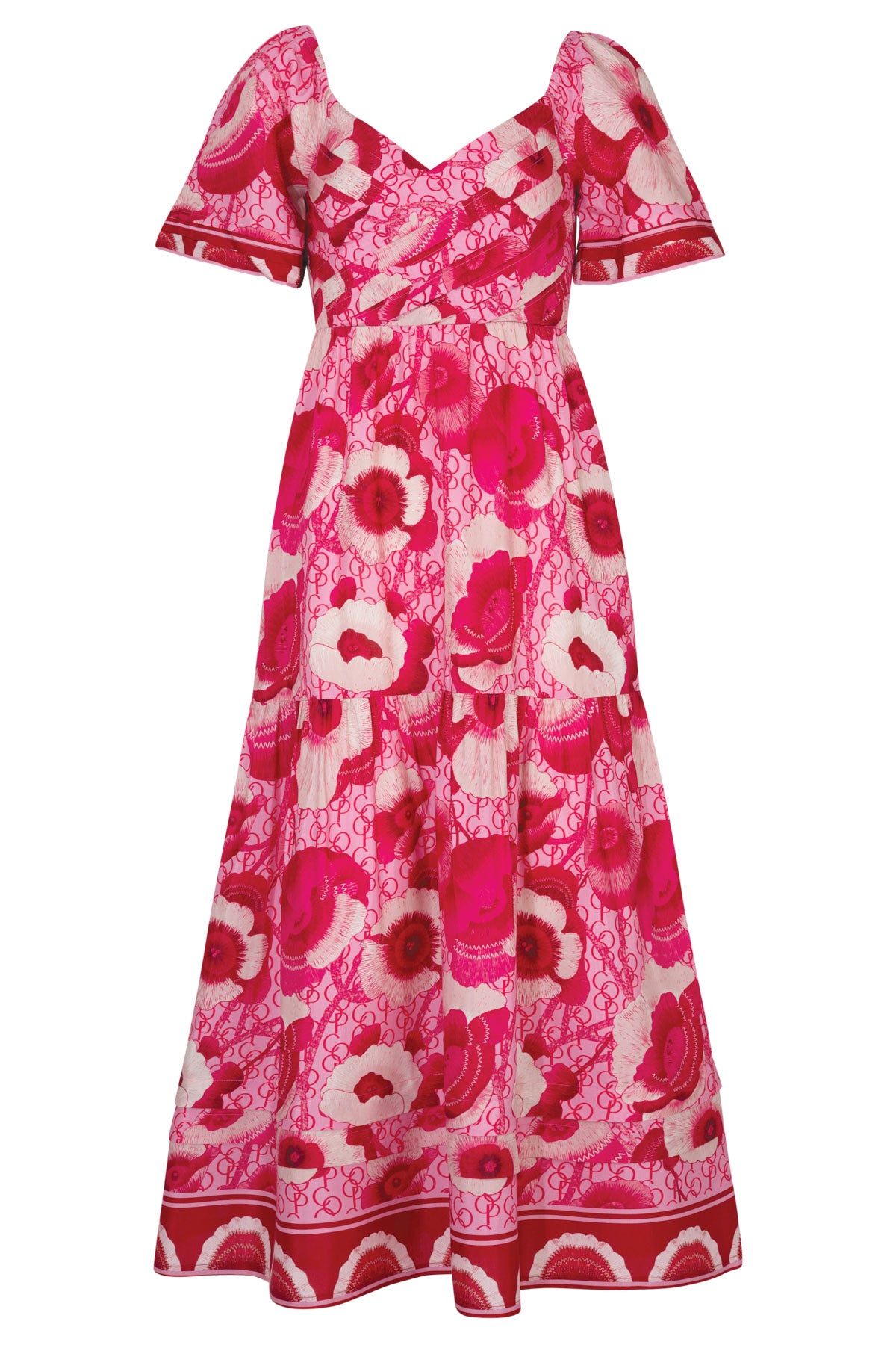 COOP GO WITH THE FLO RAL DRESS RAYON VISCOSE LINEN COTTON FLORAL PINK MIDI DRESS