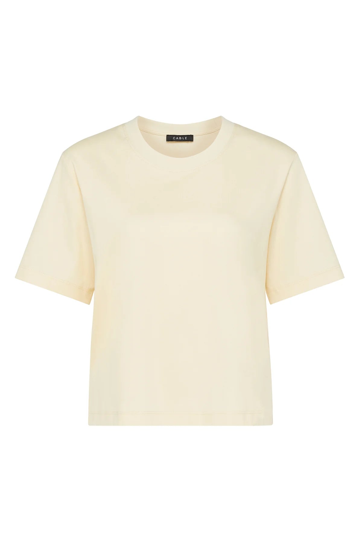 Cable pale yellow short sleeve crew neck T-shirt