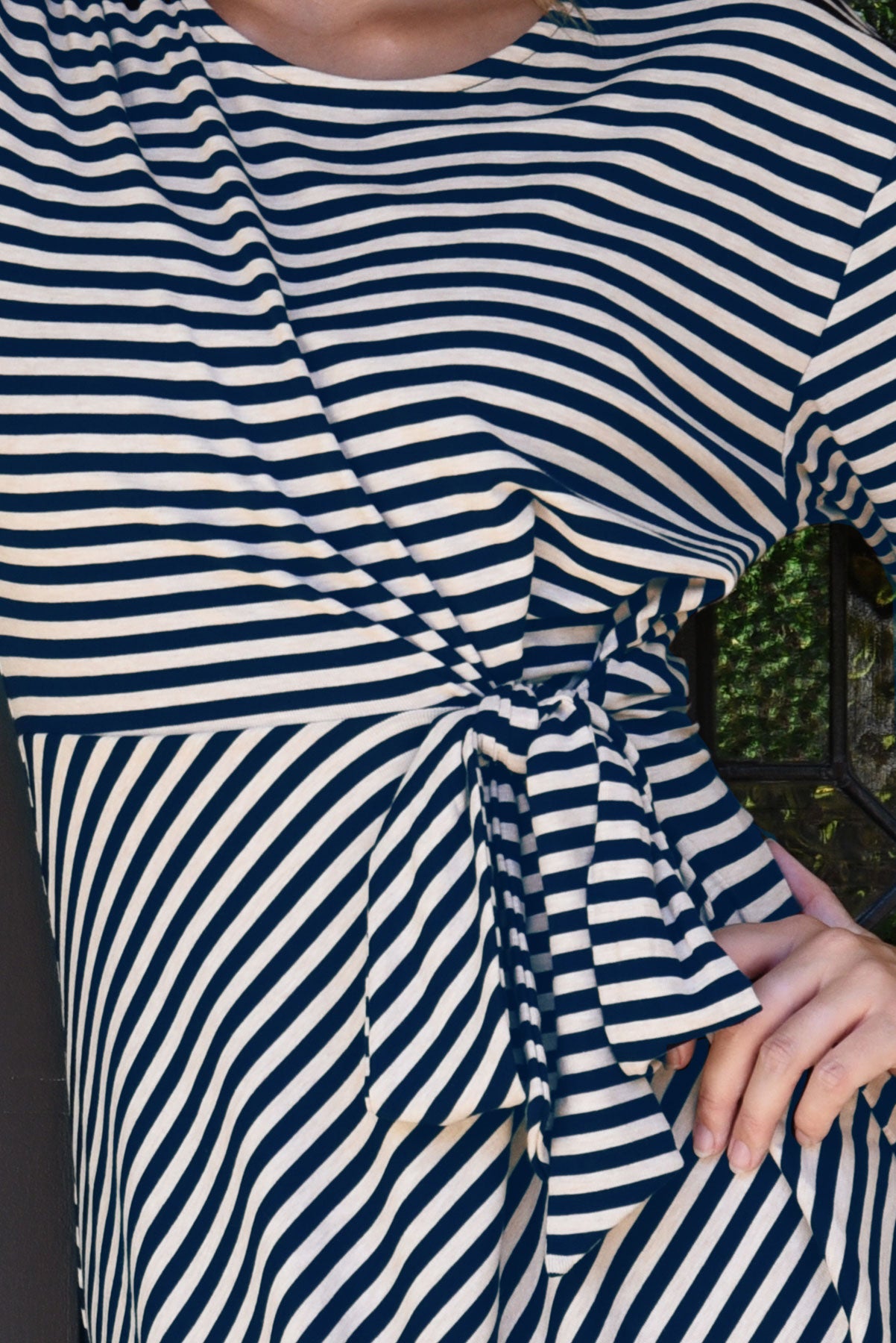 CURATE STRIPE RIGHT DRESS NAVY STRIPE MIDI DRESS