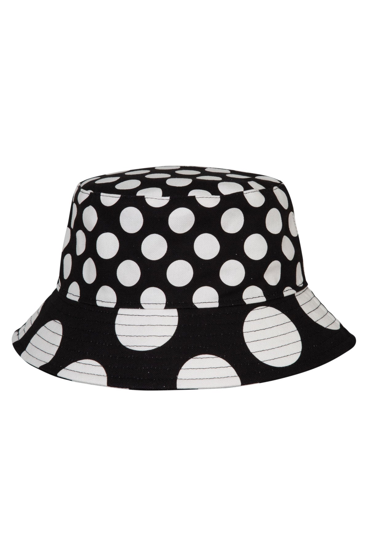 CURATE BRIMMING WITH JOY HAT COTTON BUCKET HAT SPOT BLACK AND WHITE