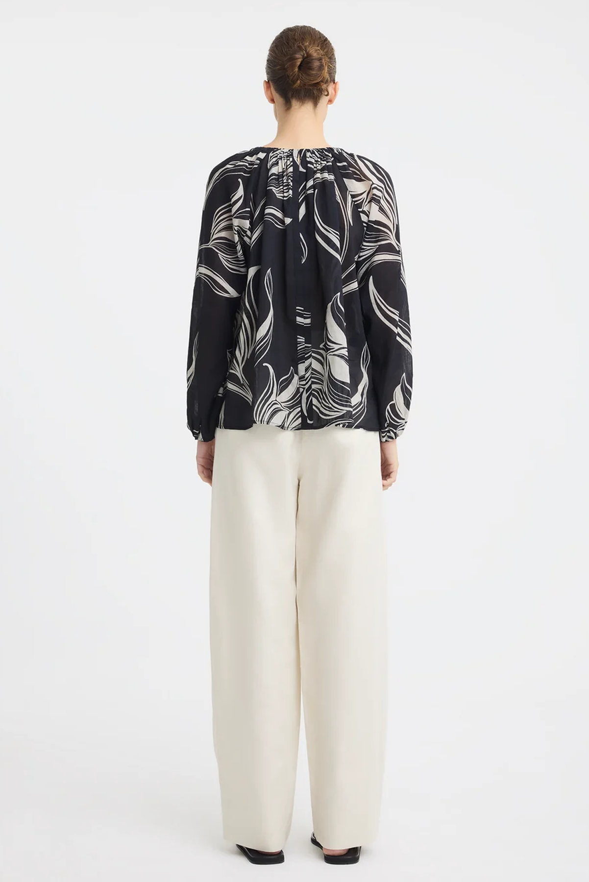 MORRISON CANDACE BLOUSE RAMIE COTTON BLACK FLORAL TOP