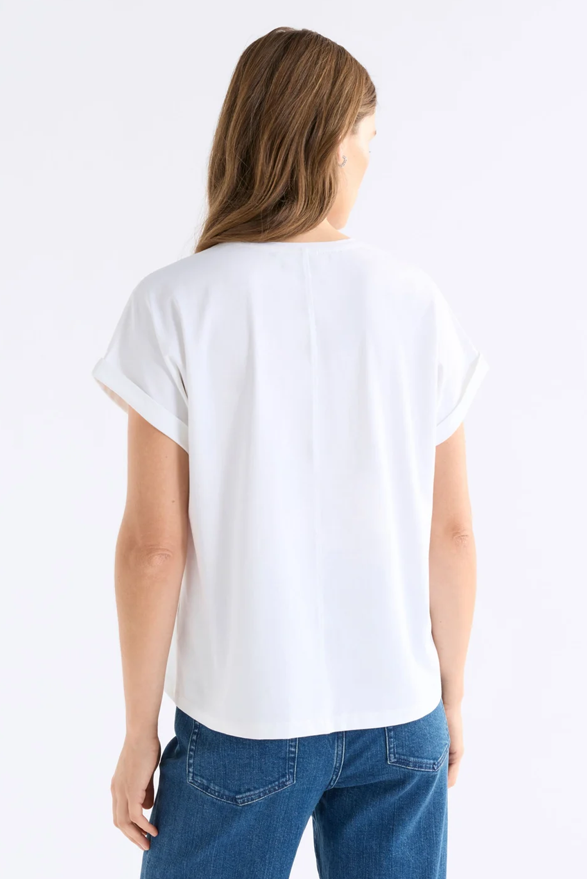 ELK CILLE TSHIRT COTTON SPANDEX TEE WHITE ESPRESSO BROWN