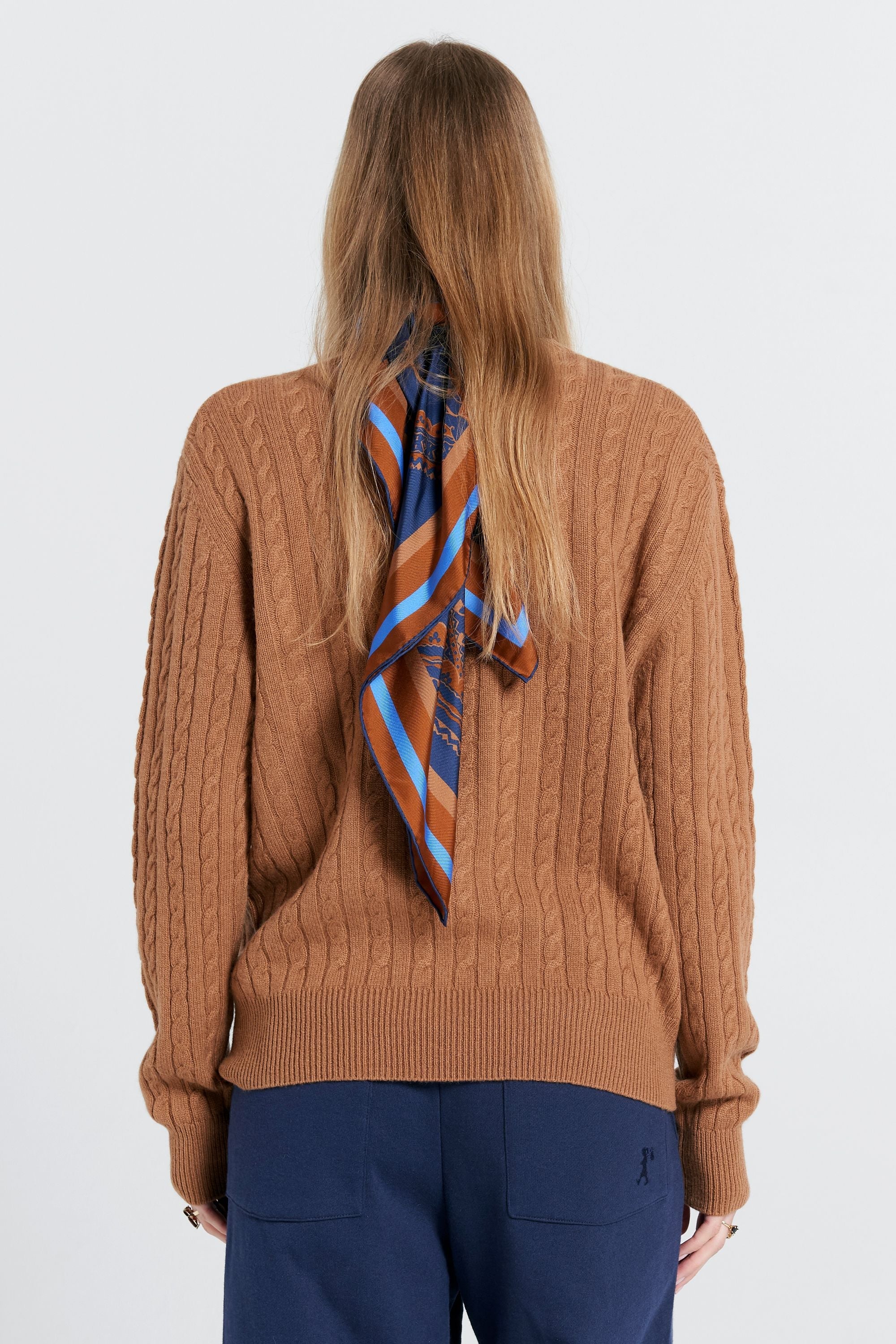 KAREN WALKER CLASSIC CABLE KNIT SWEATER TAN MERINO CASHMERE KNITWEAR