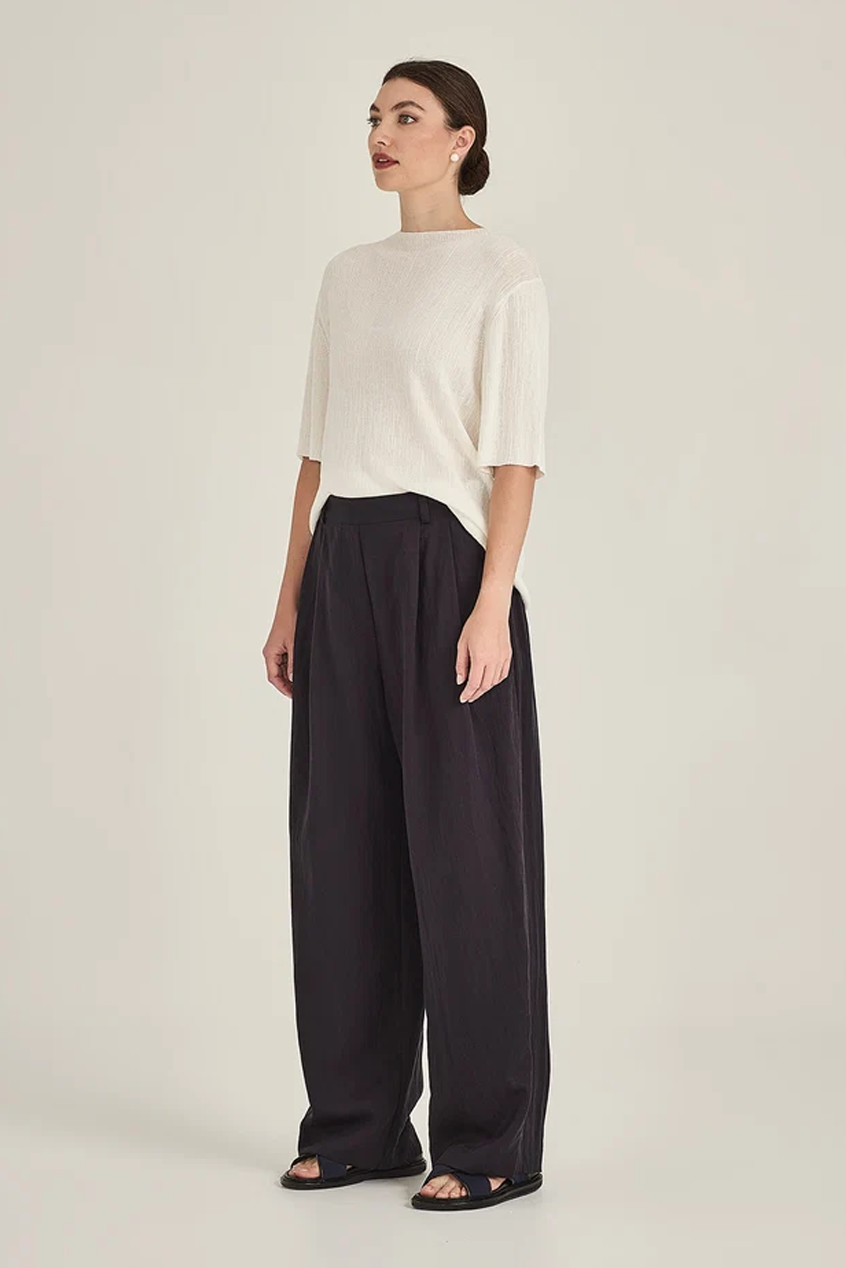 CAROLINE SILLS CRINKLE KNIT TEE VISCOSE POLYAMIDE TOP