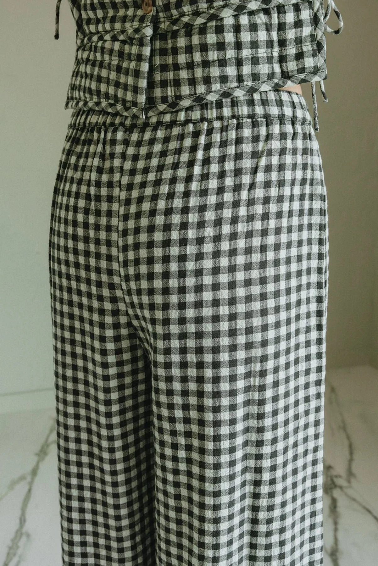 INDI AND COLD ELASTIC GINGHAM PANT COTTON VISCOSE CHECK MINT