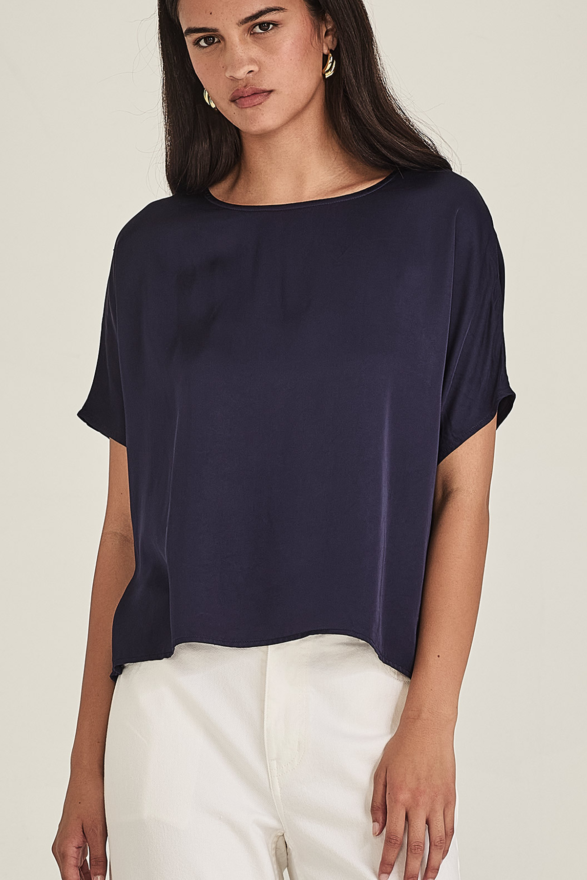 SILLS GABBIE SOHO TOP VISCOSE RAYON NAVY WHITE
