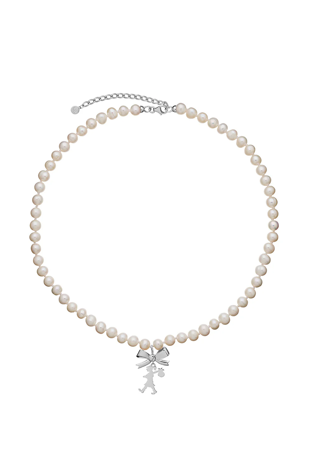 GIRL WITH BOW AND PEARLS NECKLACE