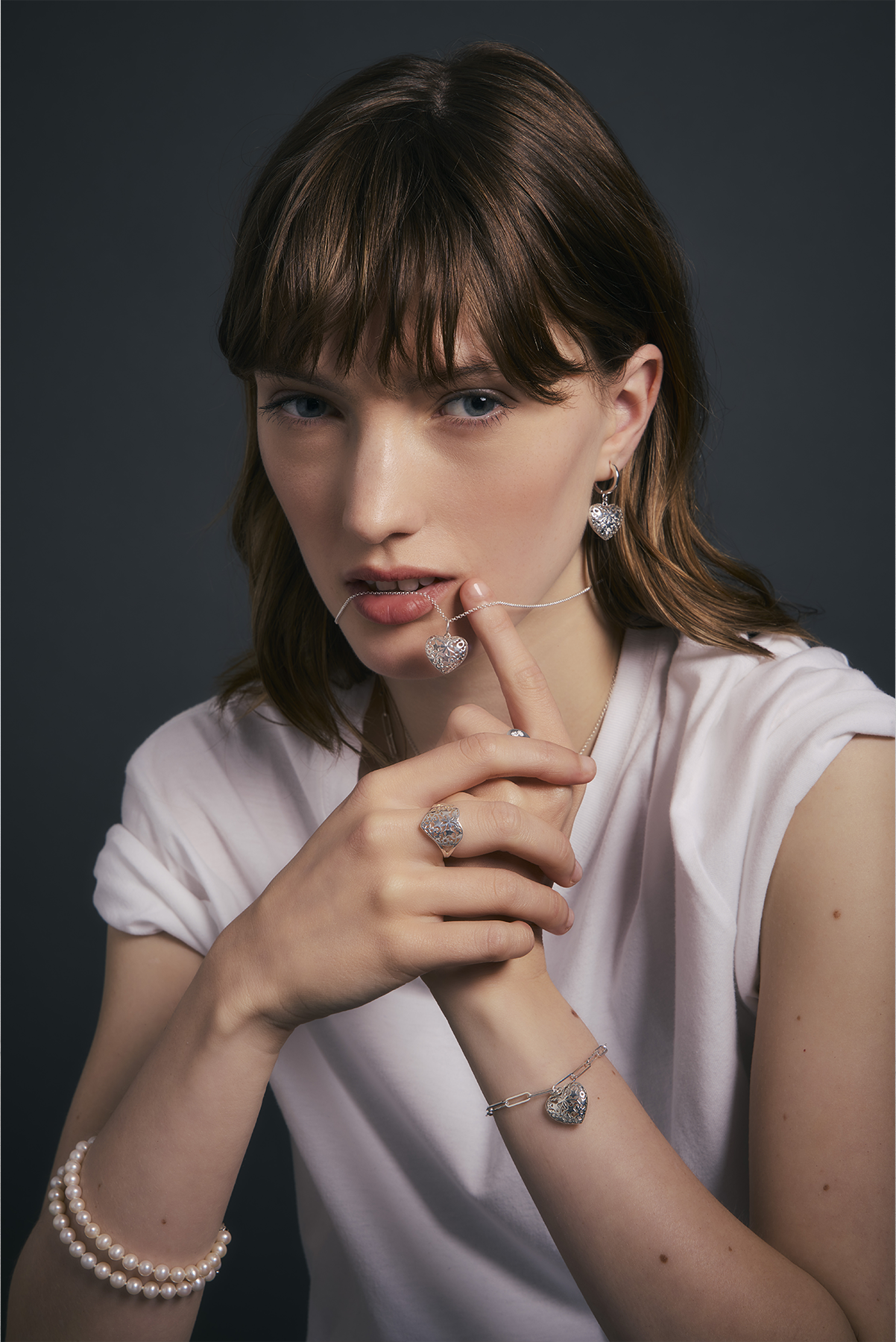 KAREN WALKER HEART THRILLS RING SILVER