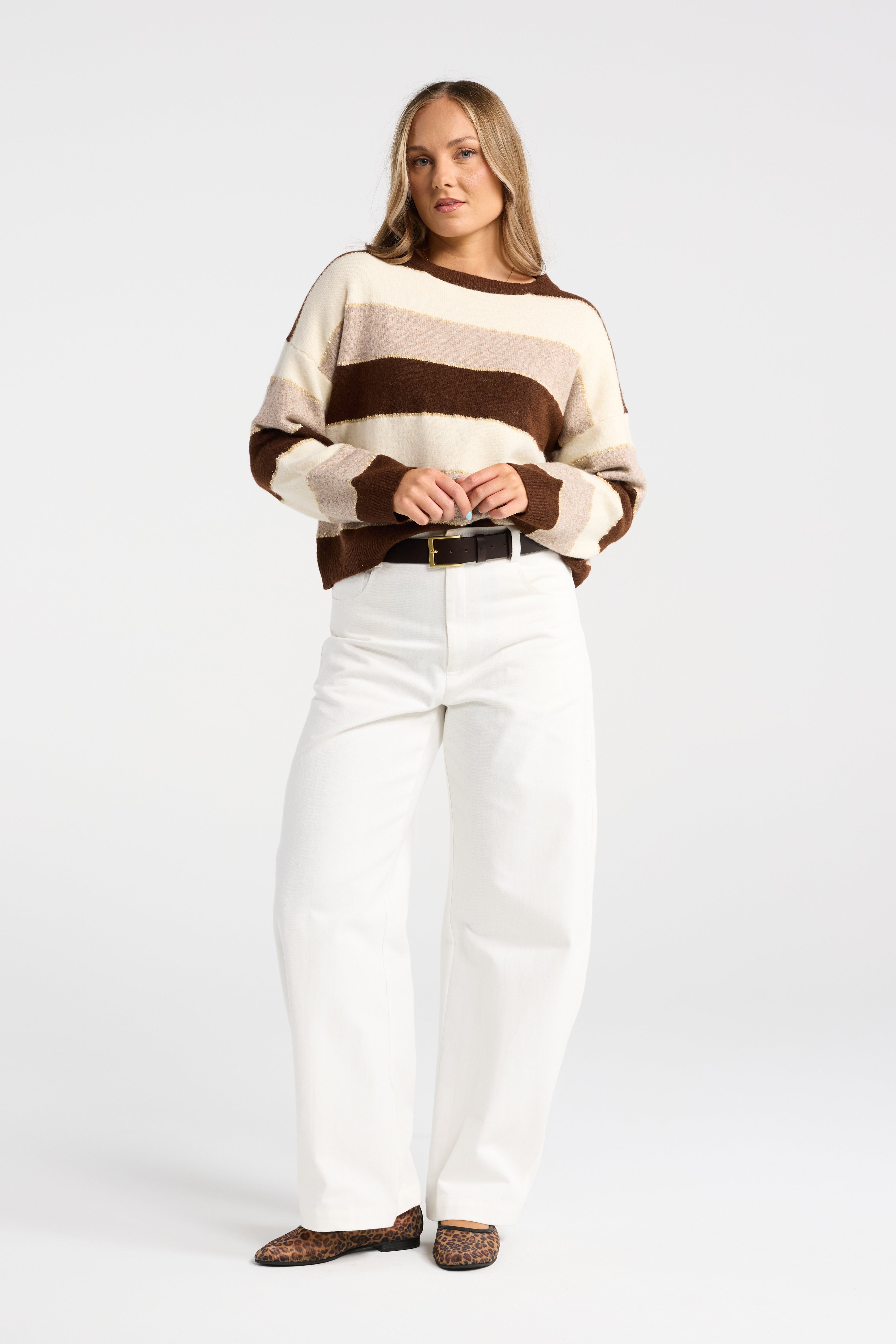 LATTE STRIPED JERSEY