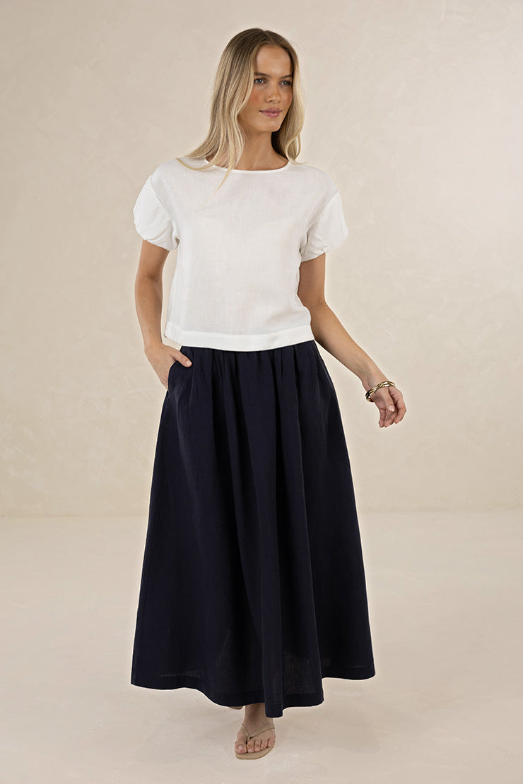 HUMIDITY MARISE TOP PINK GREEN WHITE IVORY LINEN TENCEL TOP