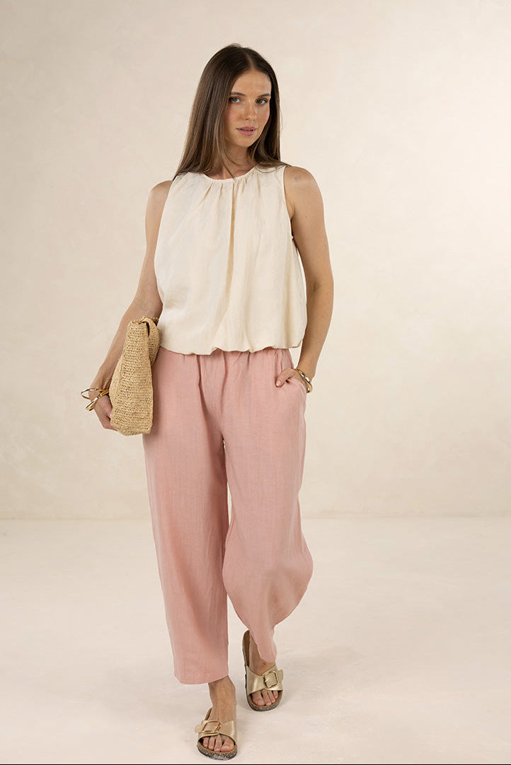 HUMIDITY SAMARA TOP LINEN TENCEL PINK BLACK IVORY