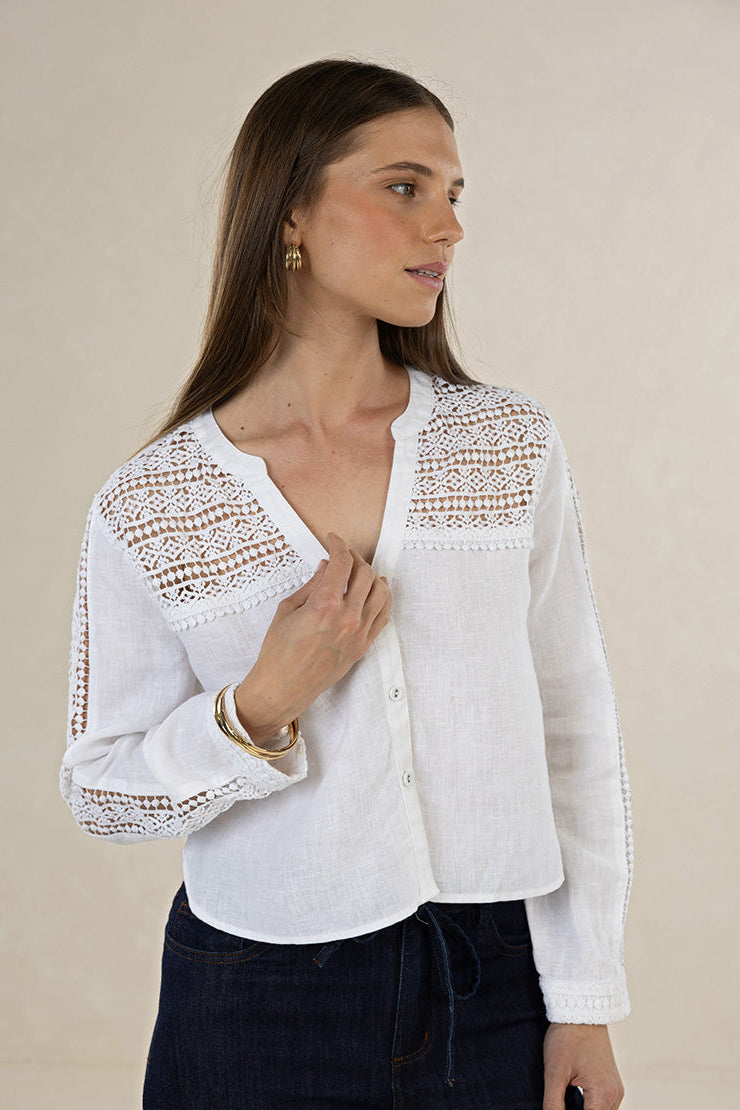 HUMIDITY DELPHINE SHIRT WHITE LINEN BLOUSE