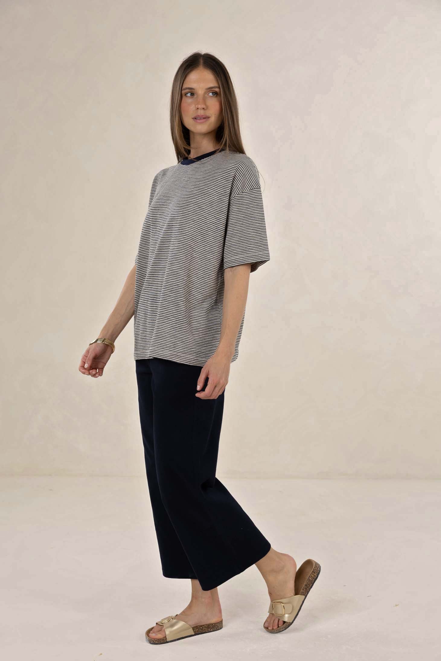 HUMIDITY BESTIE STRIPE TEE COTTON POLYESTER