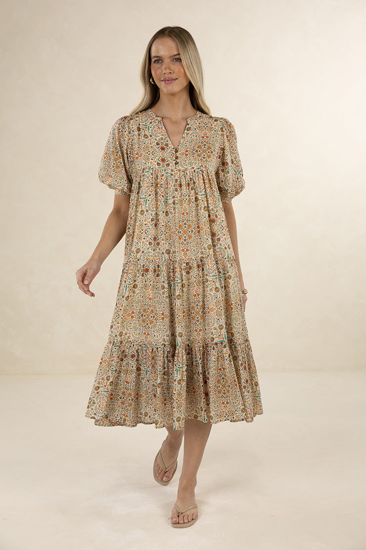 HUMIDITY YASEMIN MIDI DRESS FLORAL DRESS COTTON MODAL