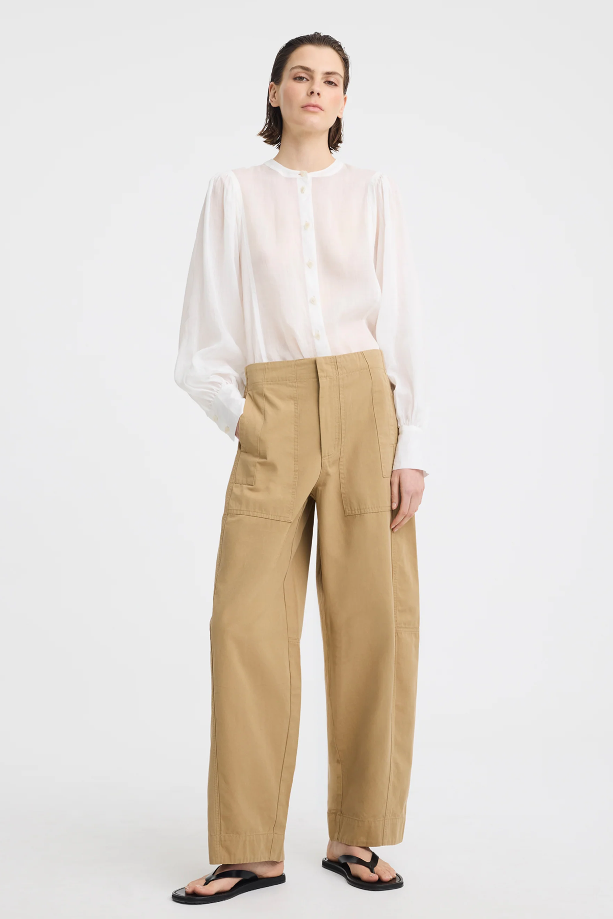 MORRISON HENRY CARGO PANT CARAMEL MID RISE BARREL LEG CARGO PANT COTTON LYOCELL