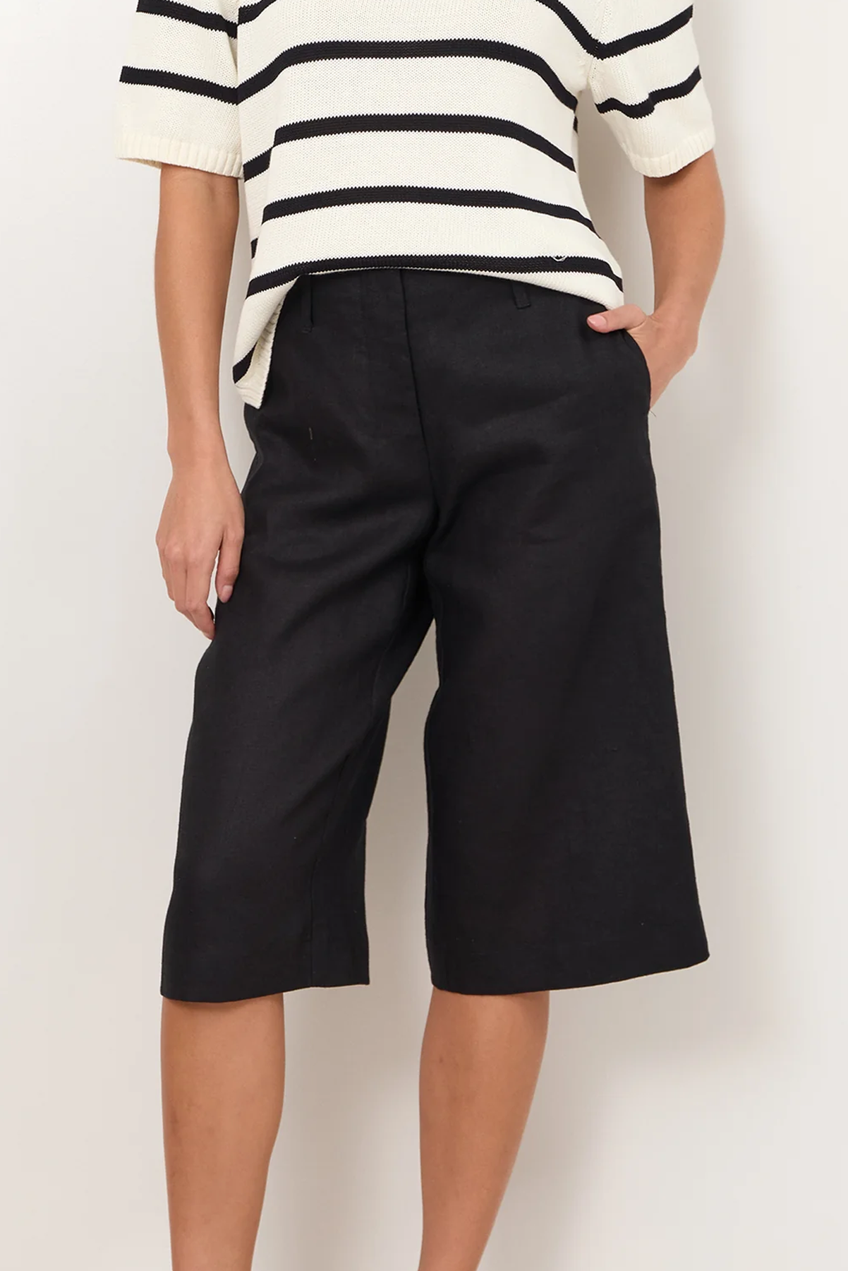 ADORNE JORDANA SHORT LONG SHORT BROWN CHOCOLATE BLACK LINEN
