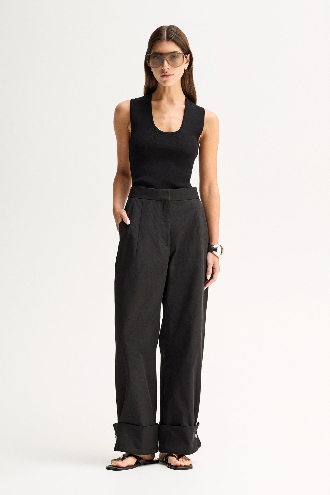 ELKA COLLECTIVE EVERETT PANT BLACK PANTS WIDE LEG PANTS TAILORED PANTS HIGH WAIST TROUSERS BLACK TROUSERS WIDE LEG TROUSERS PALAZZO PANTS SMART TROUSERS TAILORED FIT MINIMAL STYLE MODERN STYLE CONTEMPORARY FASHION ELEVATED BASICS EVERYDAY STYLE SMART CASUAL WORKWEAR WOMENS PANTS WOMENS TROUSERS BLACK CLOTHING RELAXED FIT PREMIUM QUALITY LUXE STYLE CLASSIC STYLE WARDROBE STAPLE OFFICE STYLE RESORT WEAR FULL LENGTH PANTS TURN UP HEM CHIC STYLE