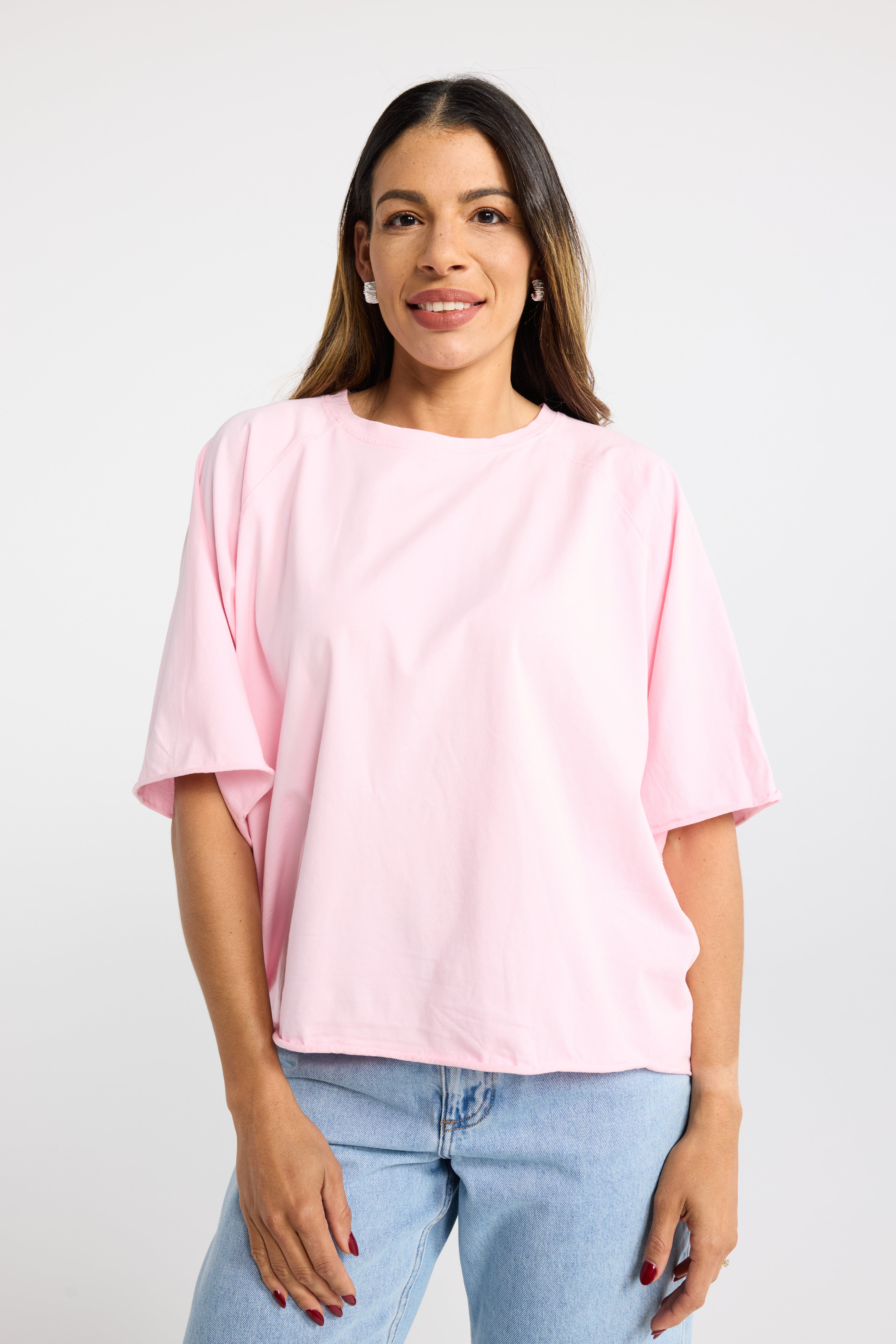 INK KAY TEE BLUE PINK BOYFRIEND TEE RAGLAN SLEEVE TEE TSHIRT RAW EDGE OVERSIZED TSHIRT OVERSIZED TEE SUMMER TEE BABY BLUE TEE PINK TEE