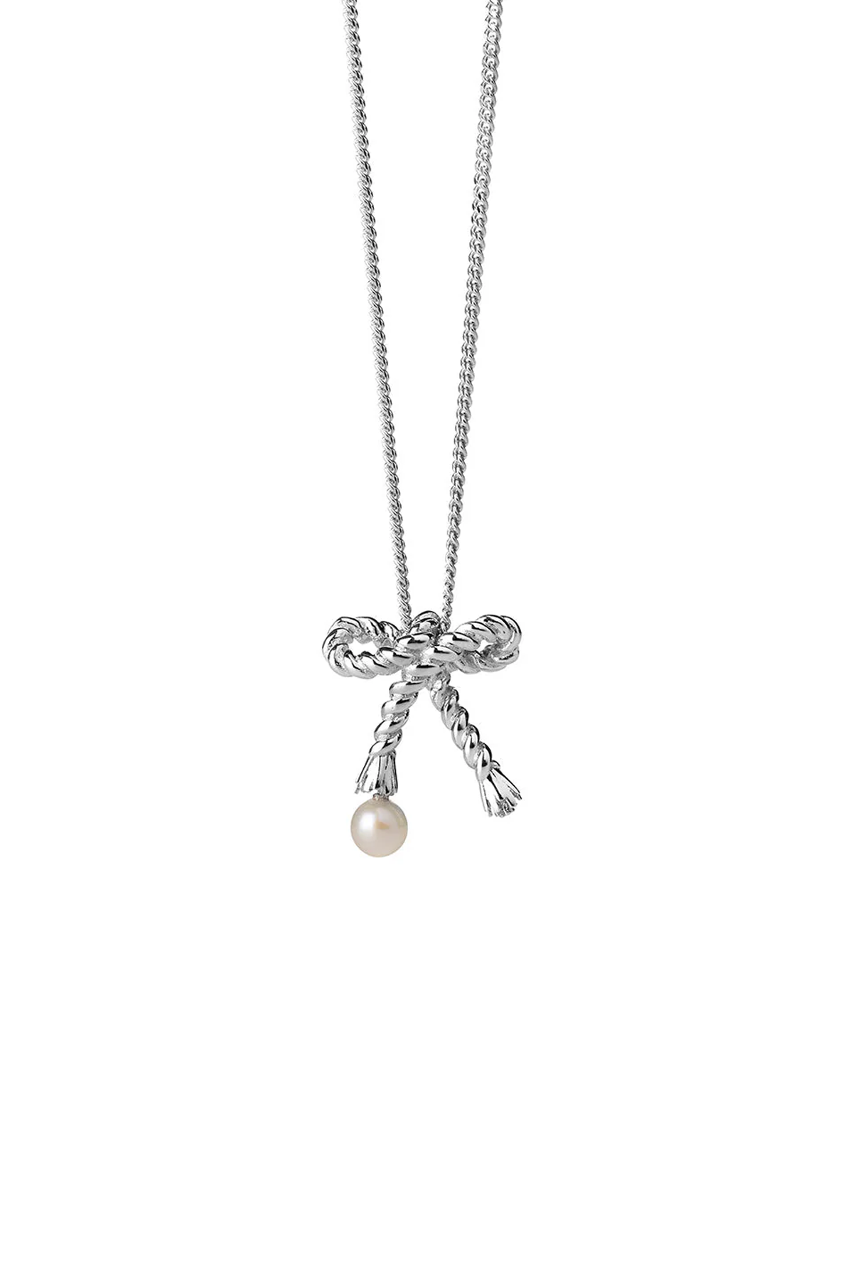 LOVE KNOT NECKLACE WITH 3mm FRESH WATER PEARL