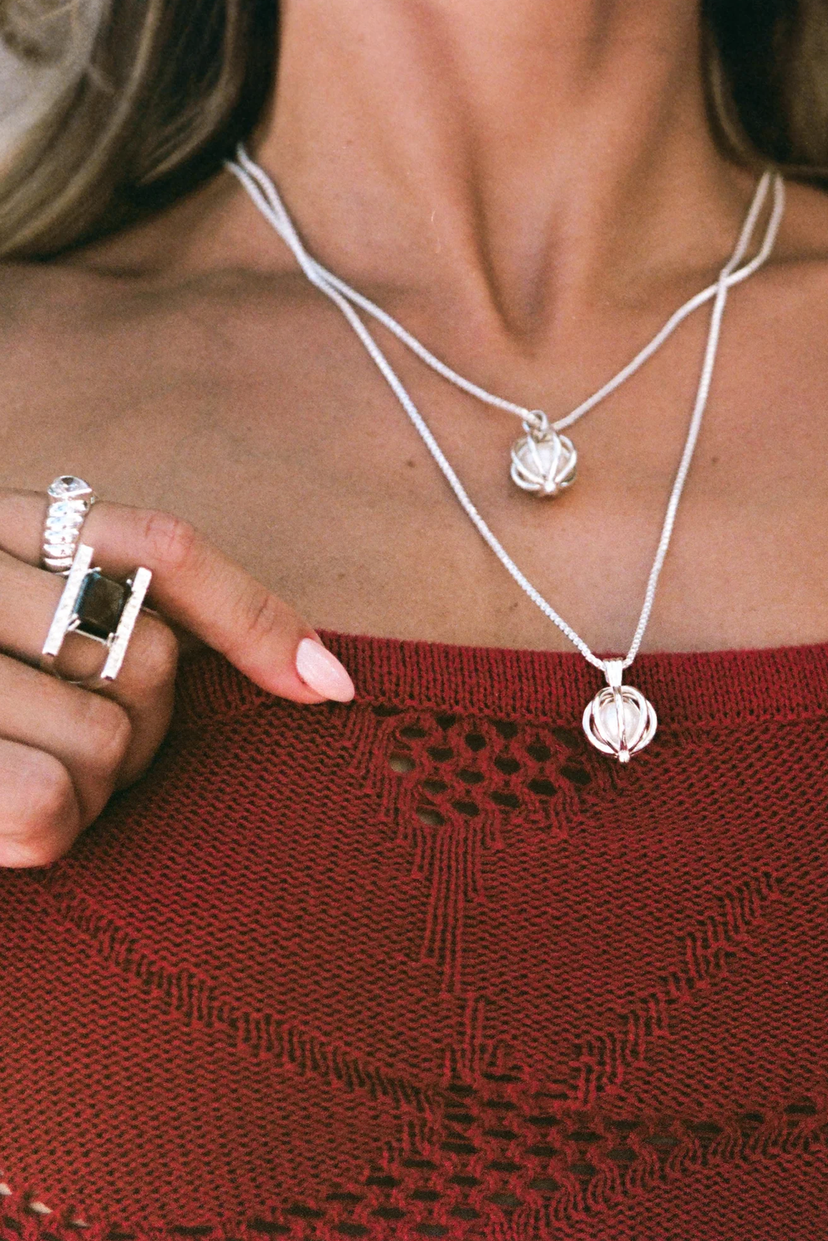 MOUNTAIN AND MOON MARGOT NECKLACE PEARL SILVER JEWELLERY
