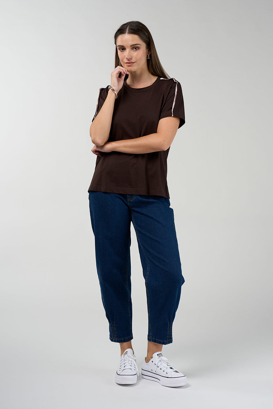 MADLY SWEETLY DUALITY TEE NAVY CHOCOLATE COTTON