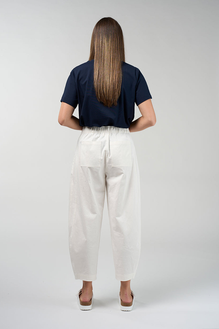 Edge wide leg pants in with elasticated back waist and patch pockets
