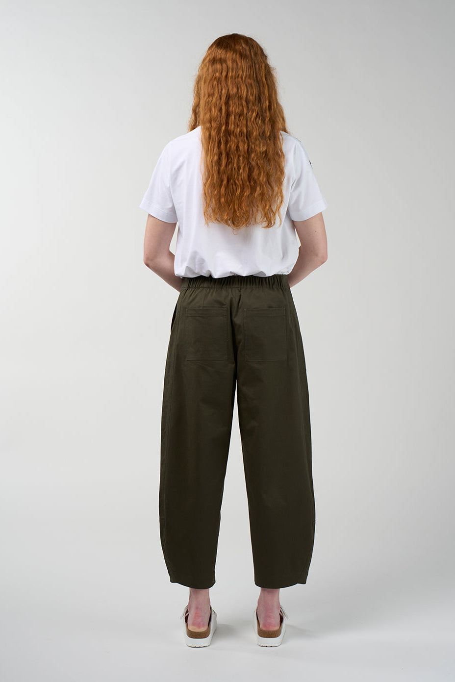 Edge wide leg pants in with elasticated back waist and patch pockets