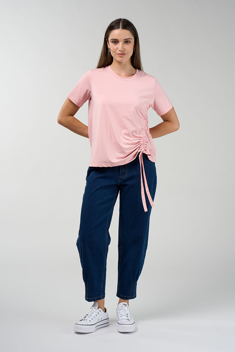 MADLEY SWEETLY ASCEND TOP WHITE PINK BLUSH TEE COTTON