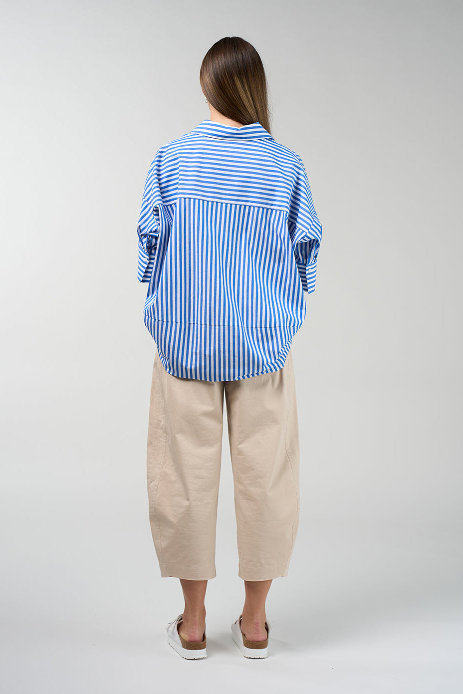 Connect Stripe Shirt in cobalt blue and white stripe