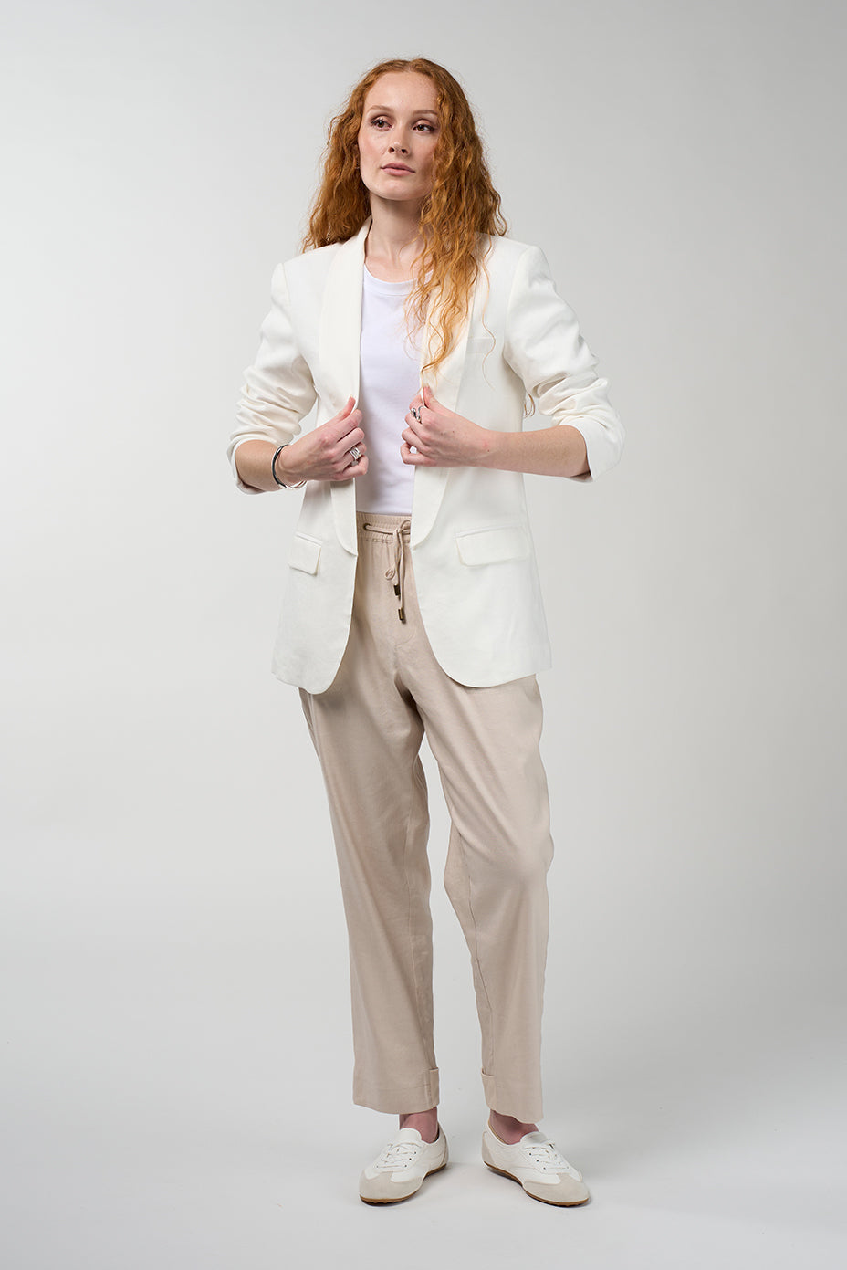MADLY SWEETLY TRAILBLAZER JACKET LINEN VISCOSE IVORY STONE BLAZER