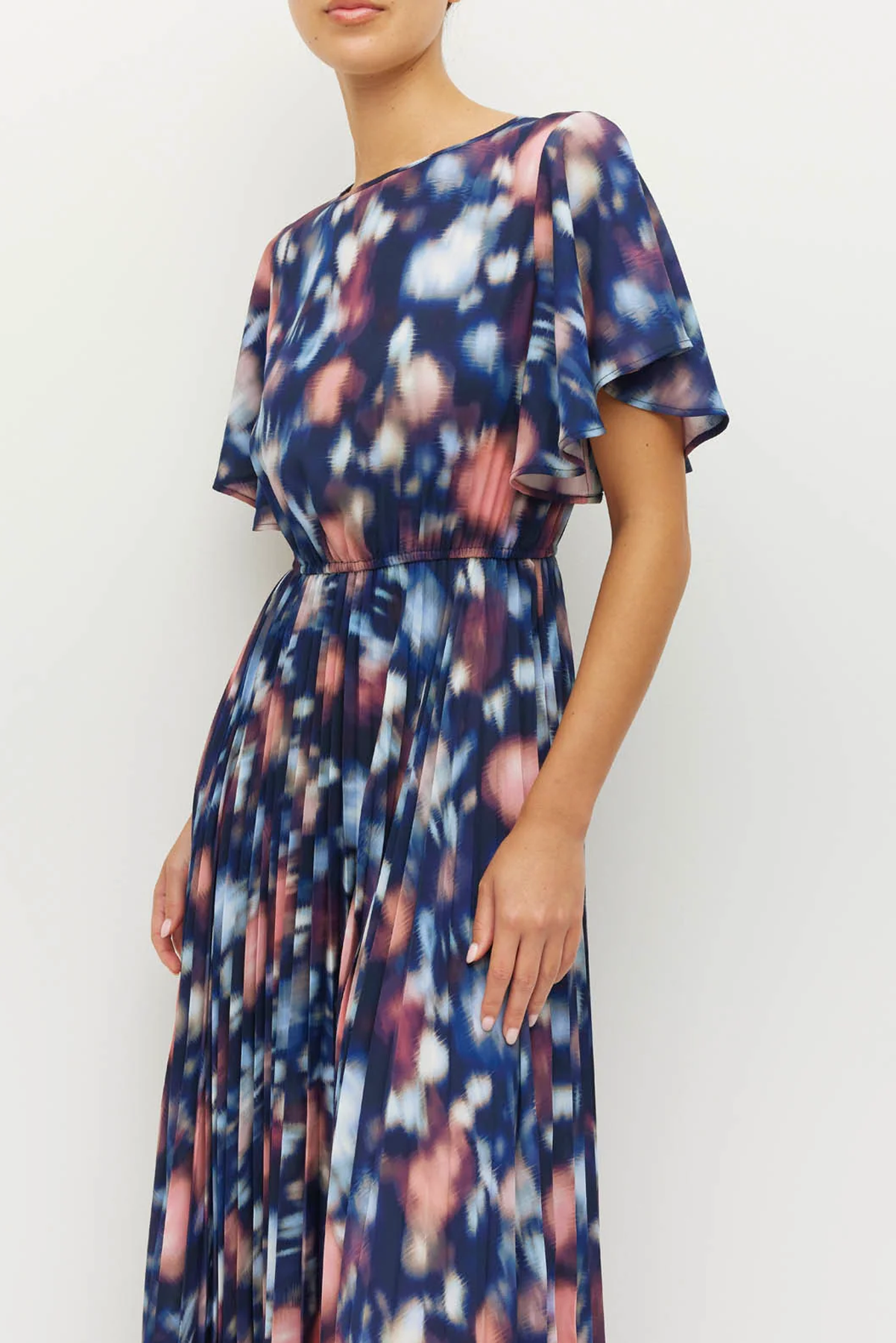 JULIETTE HOGAN MARAIS DRESS BLUE MAXI GOWN POLYESTER