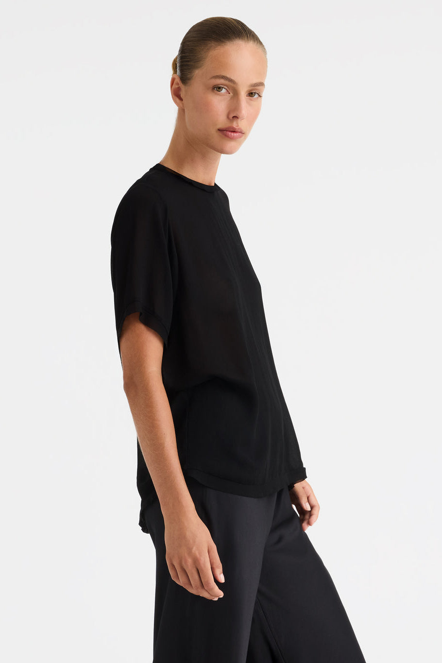 MORRSION SHORT SLEEVED LIZA TOP BLACK