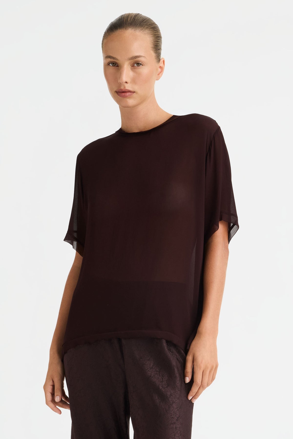 MORRSION SHORT SLEEVED LIZA TOP MAHOGANY