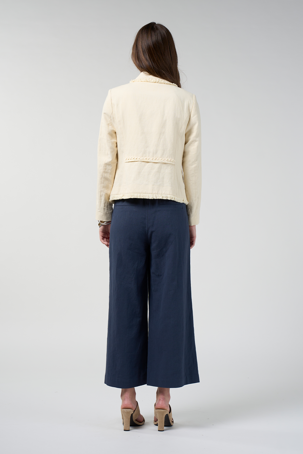LOOBIES STORY NAVI JACKET COTTON LINEN RAYON LINED JACKET BUTTERMILK IVORY CREAM