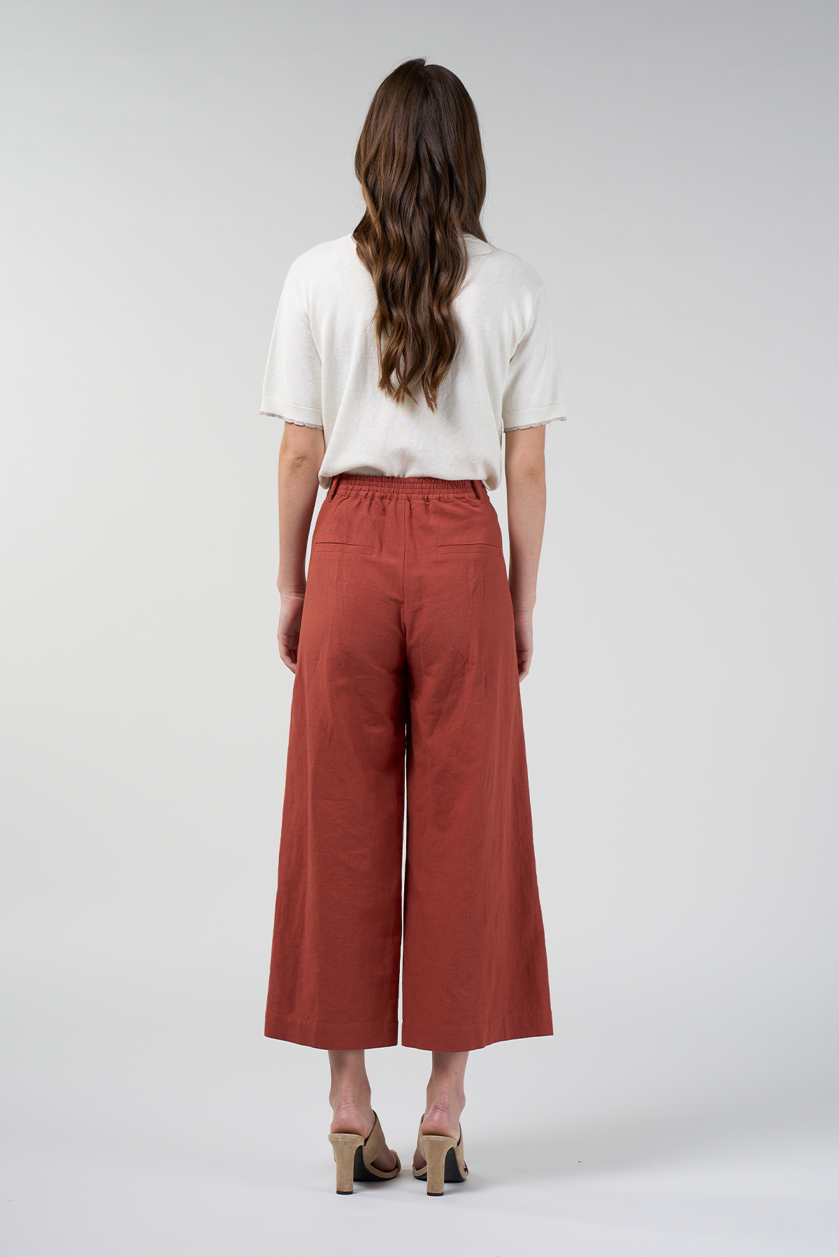LOOBIES STORY NAVI PANT BUTTERMILK CREAM IVORY SANDALWOOD RUST COTTON LINEN